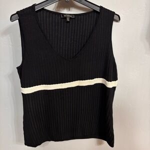 St John Black Tank Top with White Stripe detail Sz L EUC
